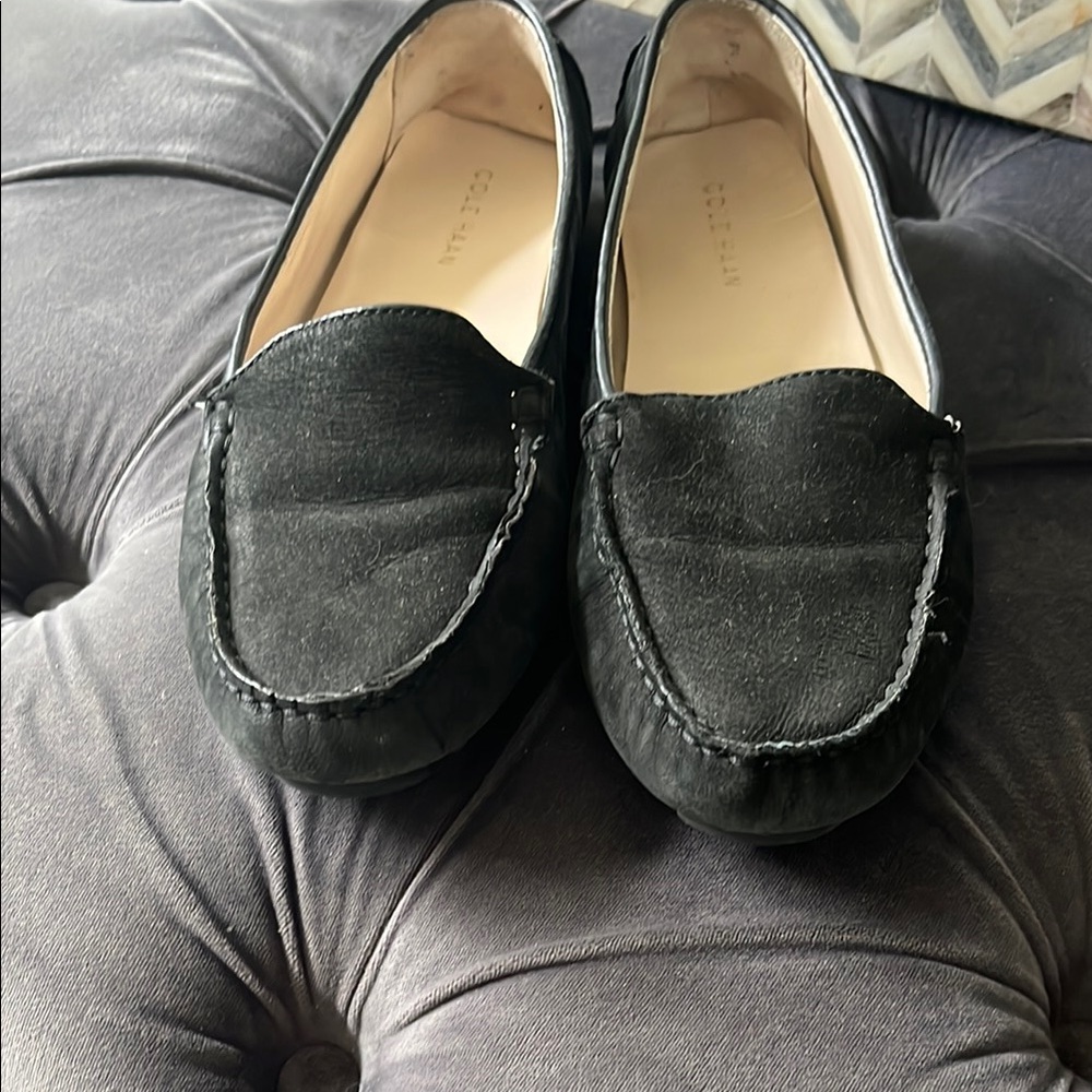 Cole Haan Black Suede Loafers Flats